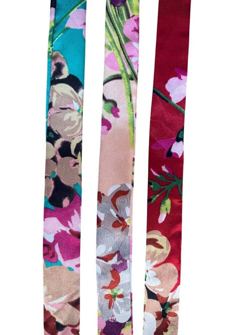 NWT  3 100% Silk Jungle Print Double-Sided Ribbon Style Multicolor Scarf